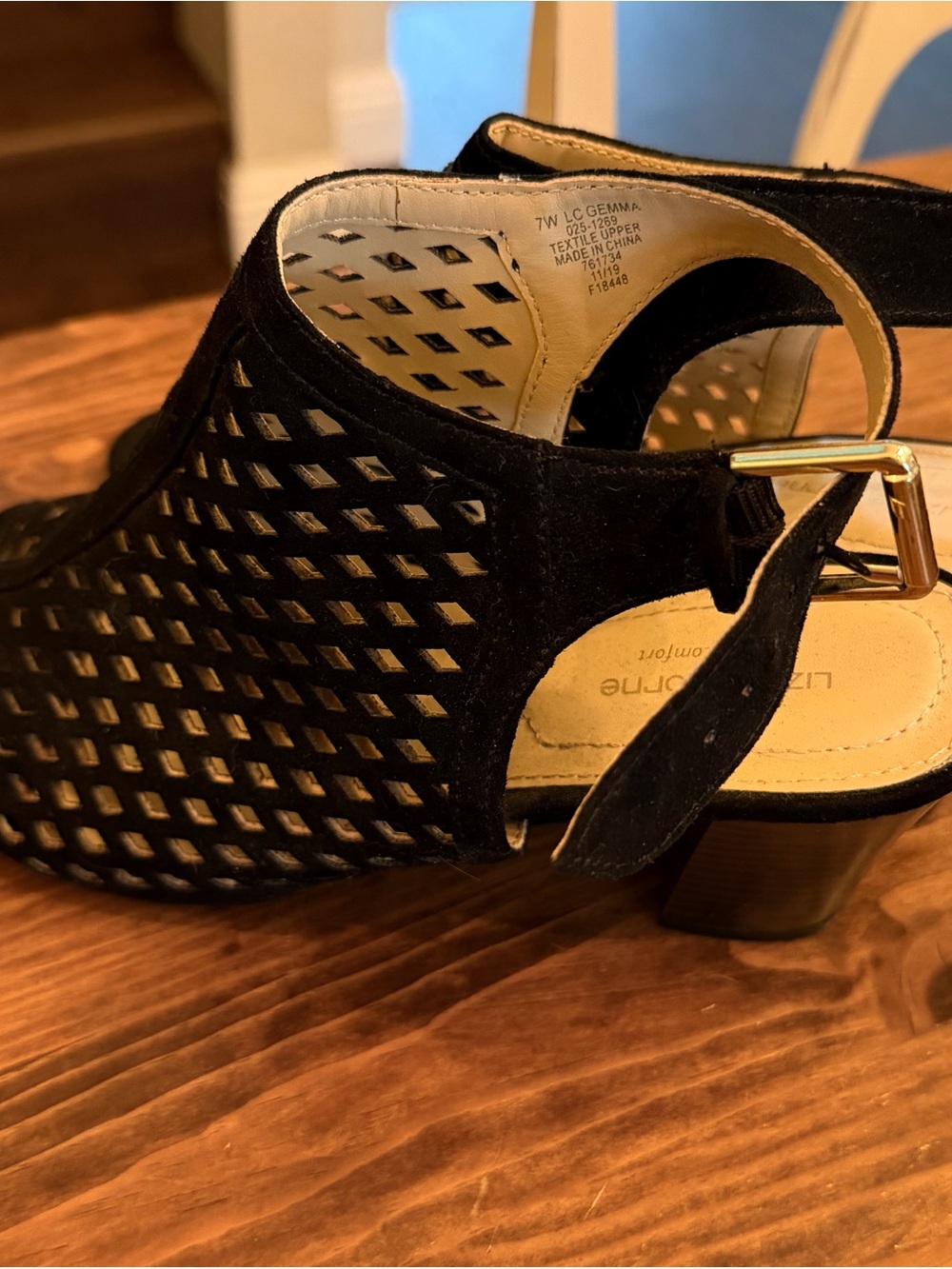 Liz Claiborne LC Gemma Black Suede Cutout Heels
